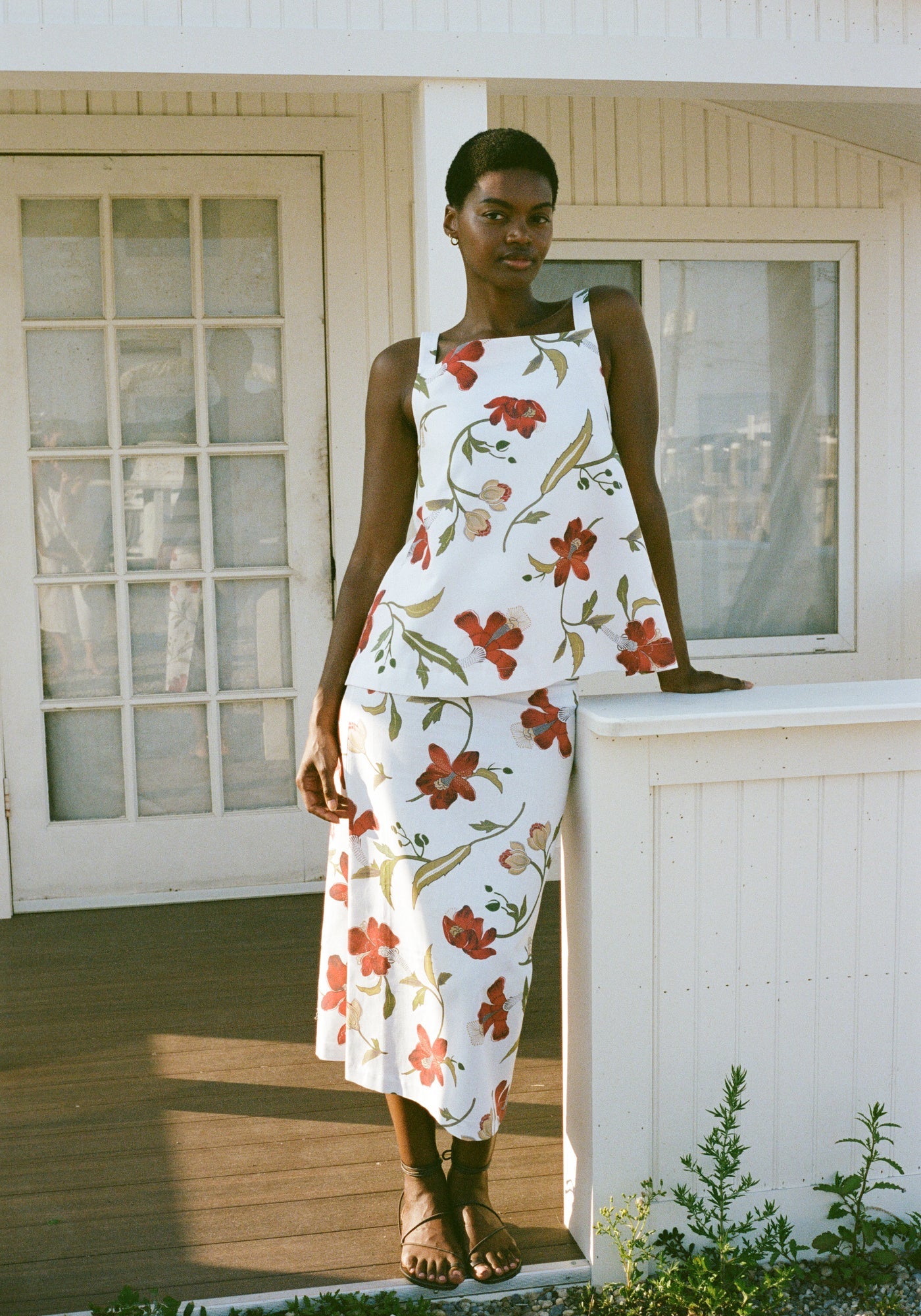 Pencil Skirt - Red Hibiscus