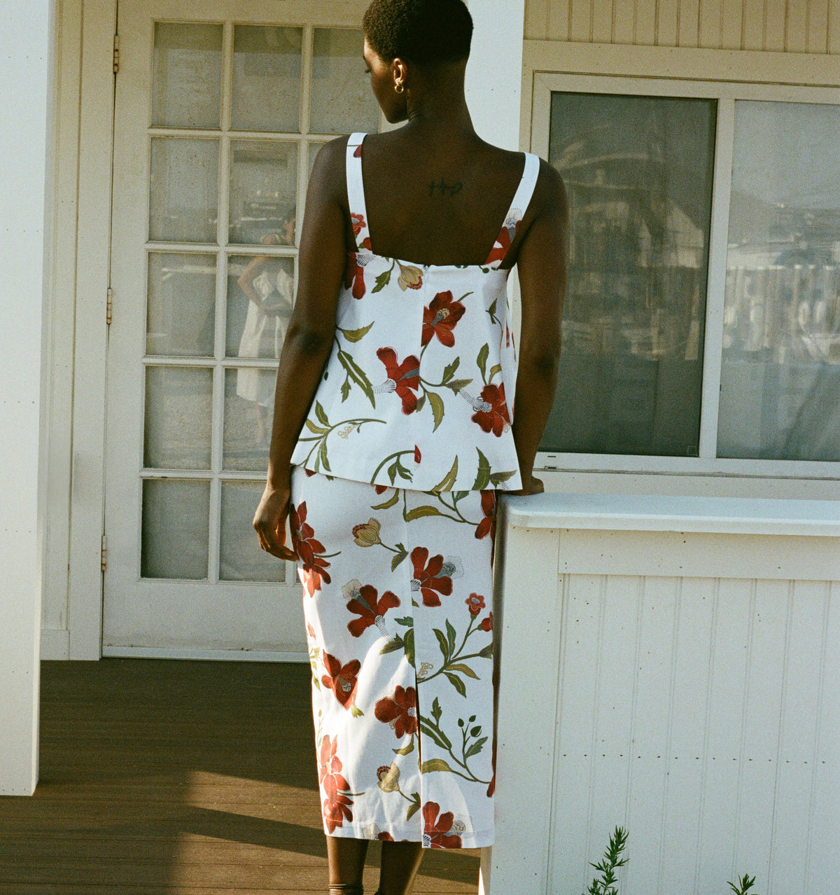 Pencil Skirt - Red Hibiscus