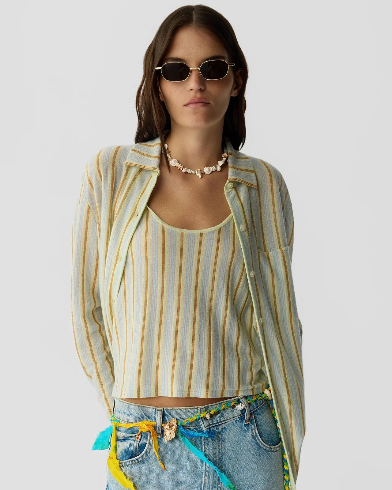 Fine Stripe Showtime Shirt - Limewash Combo