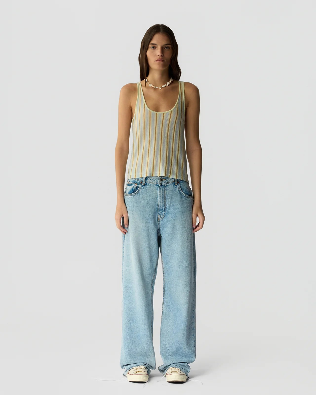 Fine Stripe Tank - Limewash Combo