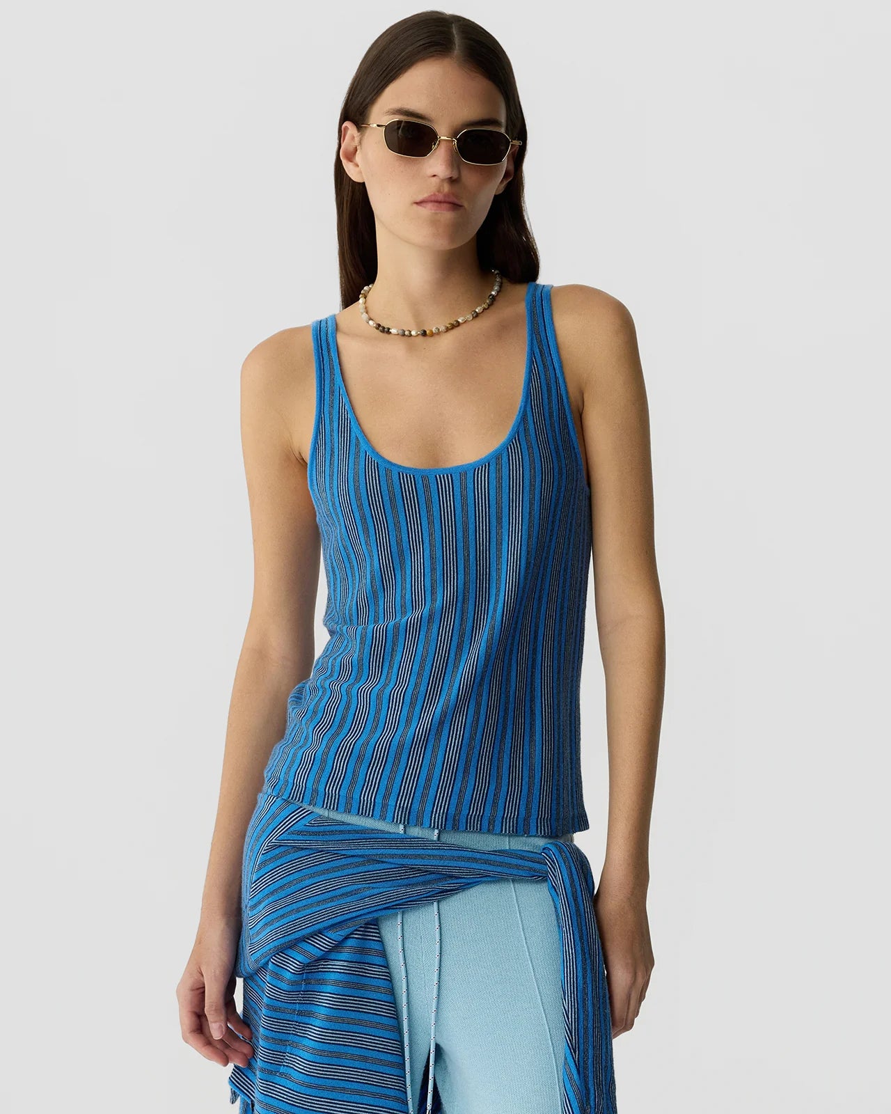 Fine Stripe Tank - Sail Combo