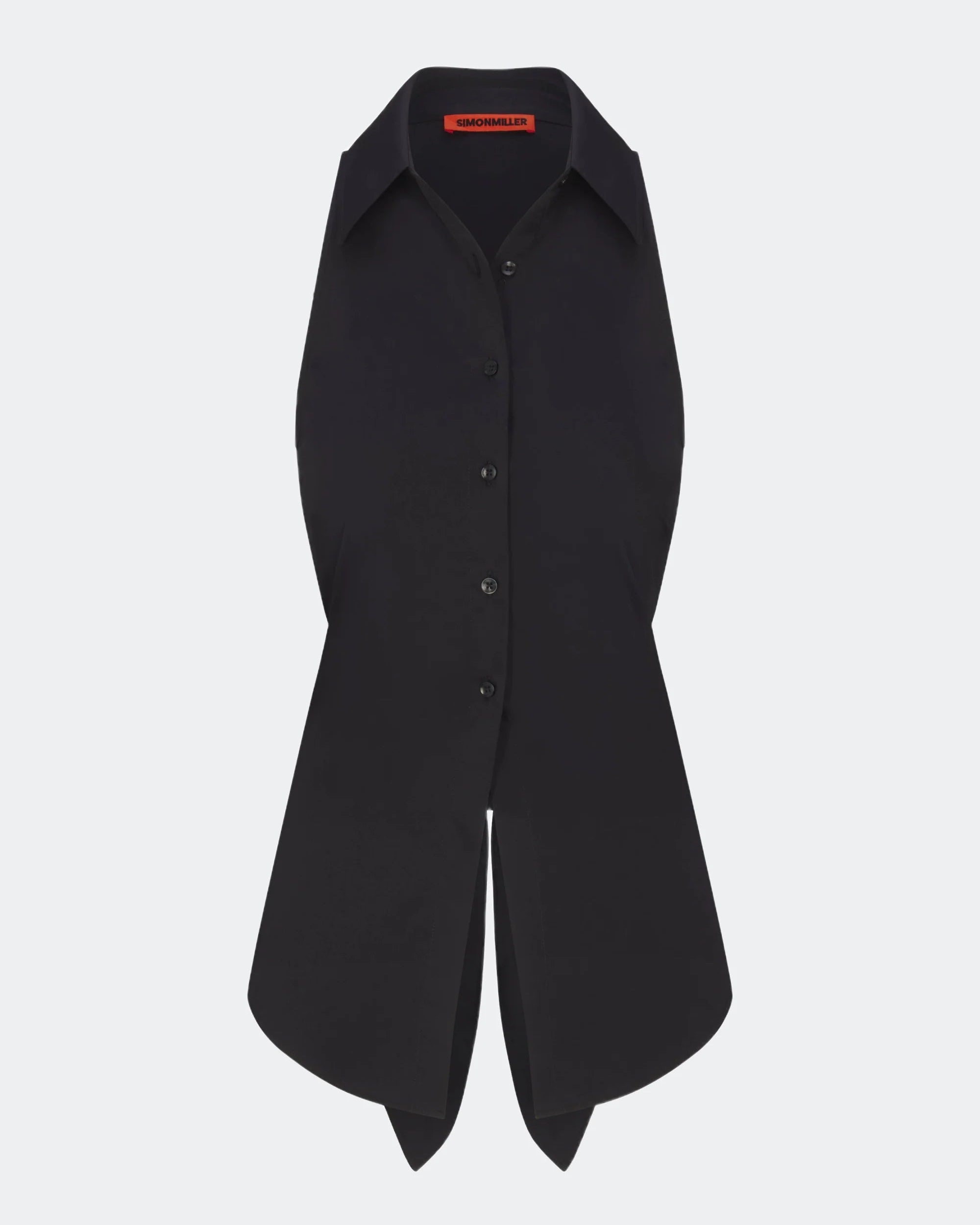 Loch Sleeveless Poplin Button Up - Black