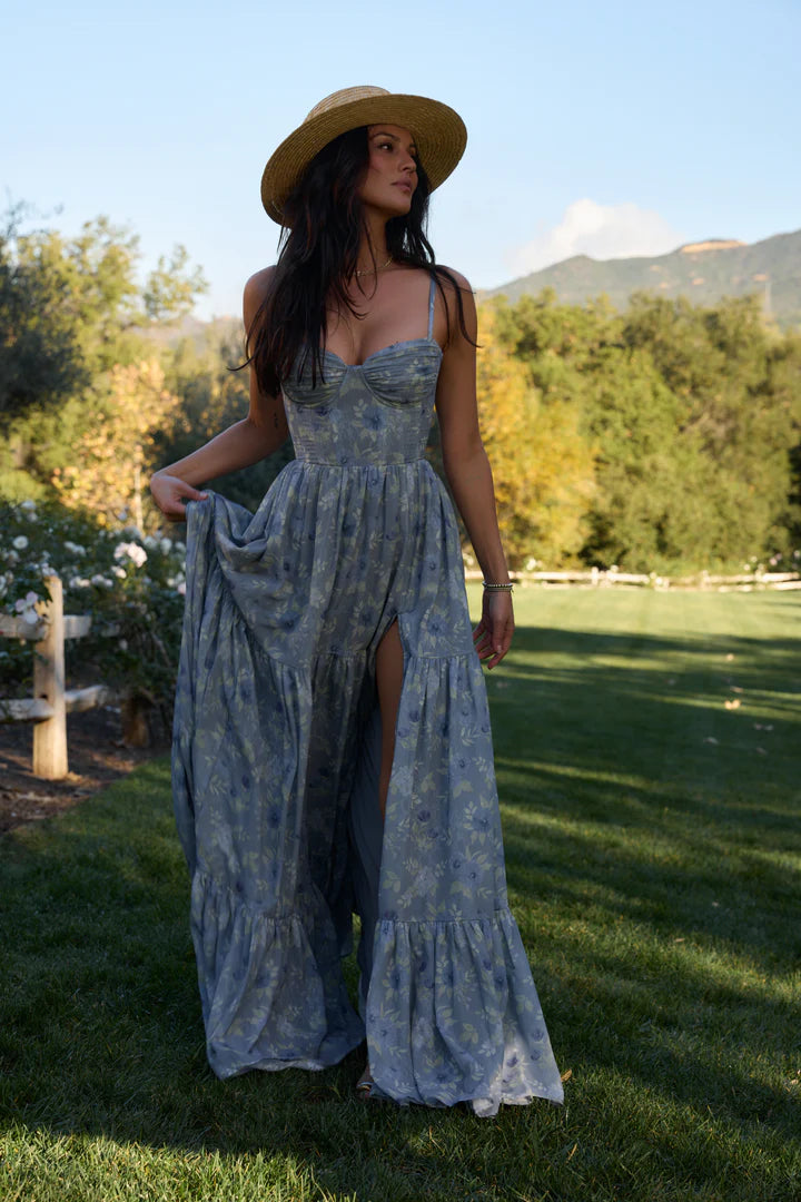 The Gwen Dress - Aleutian Blue Floral