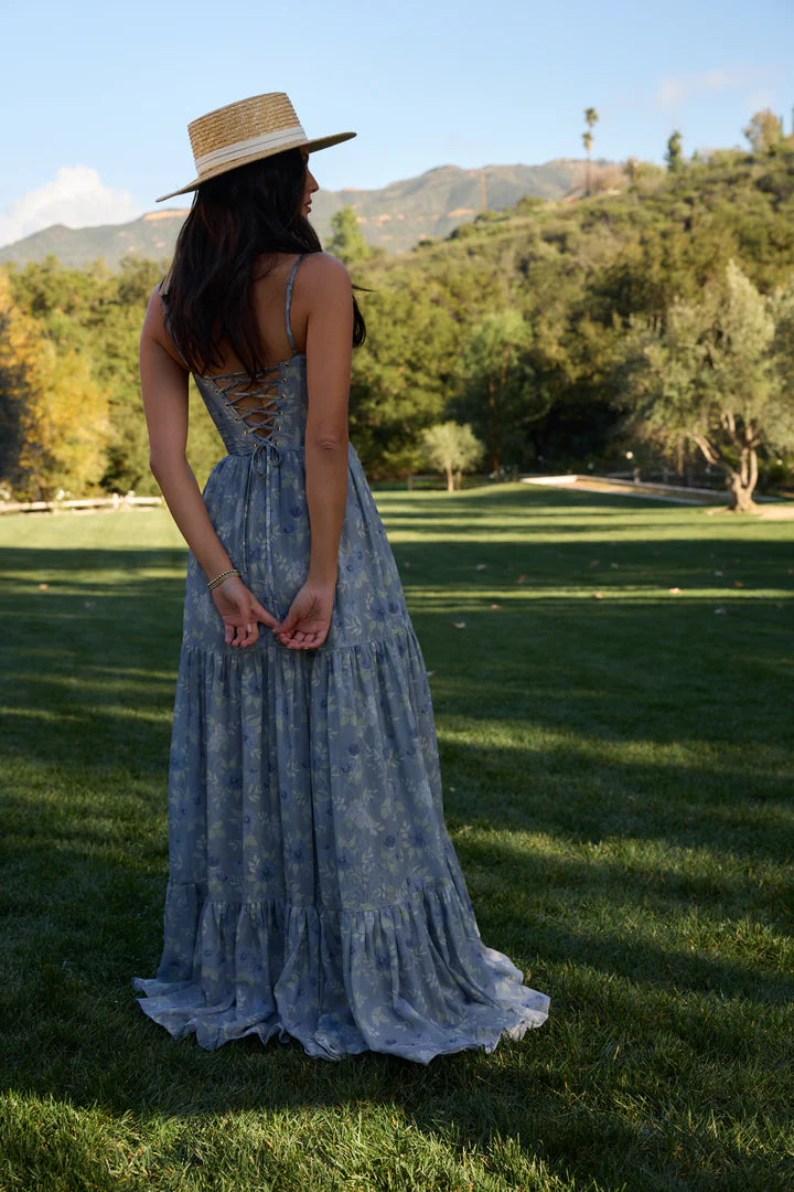 The Gwen Dress - Aleutian Blue Floral