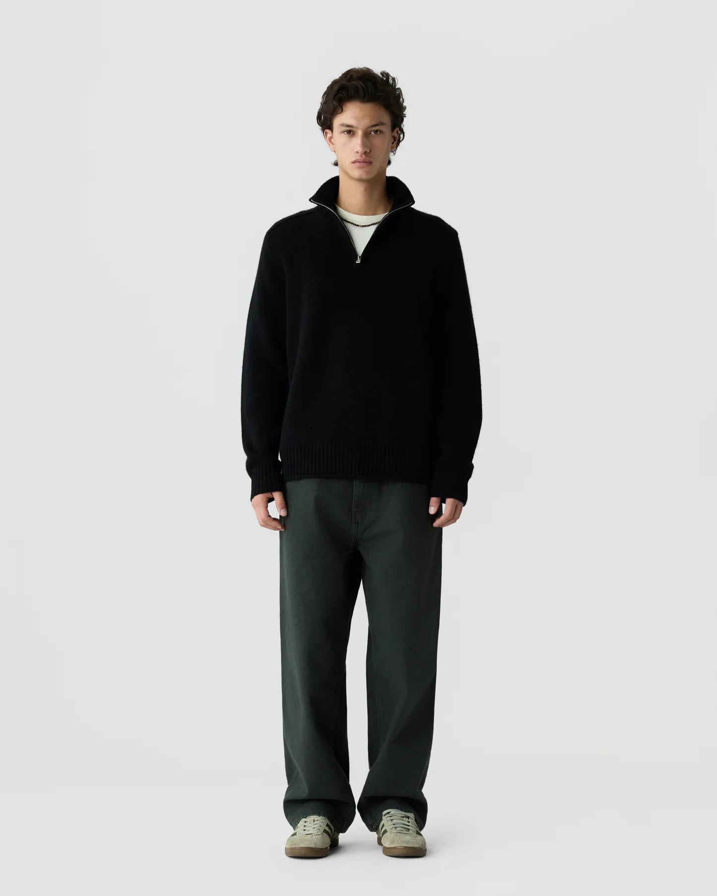 Half Zip Turtleneck In Cashmere - Black