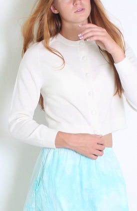 Solid Celine Cashmere Cardigan - Cream