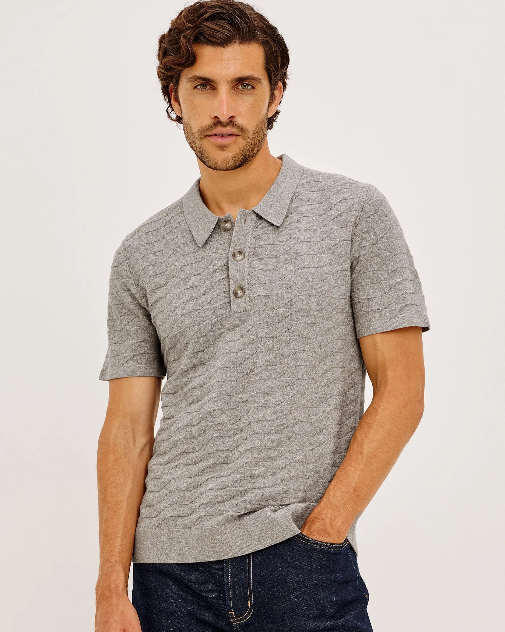 Linden Polo Shirt - Heather Grey Prism