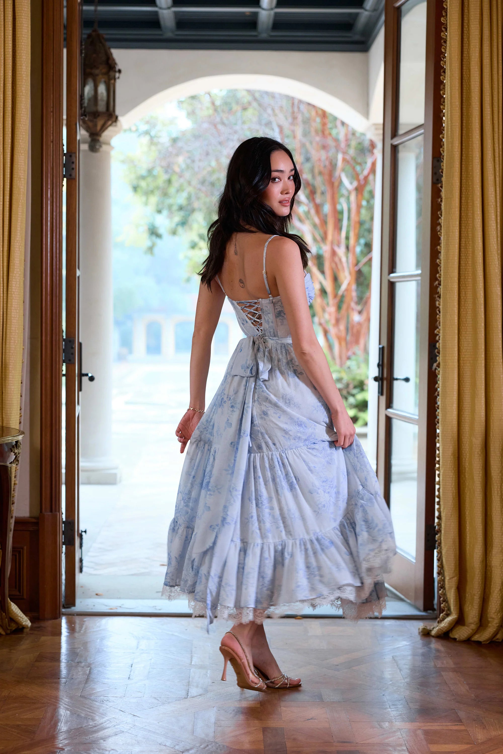 The Lara Dress - Blue Tapestry Rose