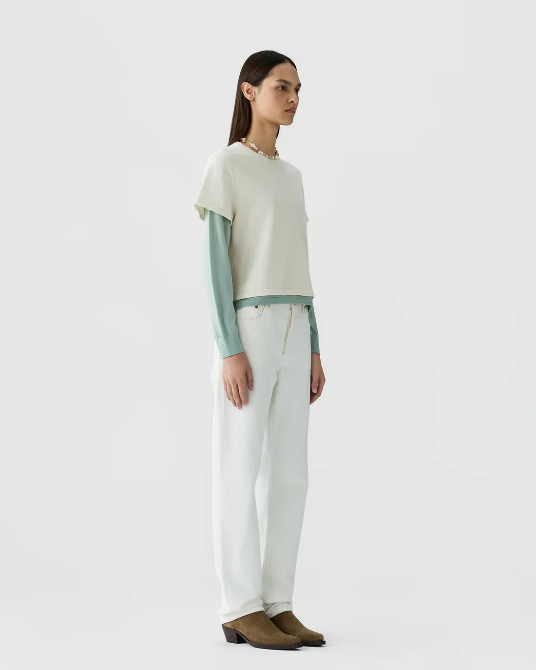 Layer Tee - Cream/Sage Brush