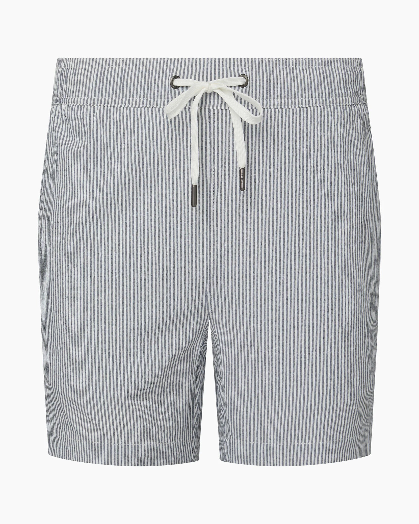 Charles 5" Swim Trunk - Seersucker Micro Stripe in  Deep Navy/White