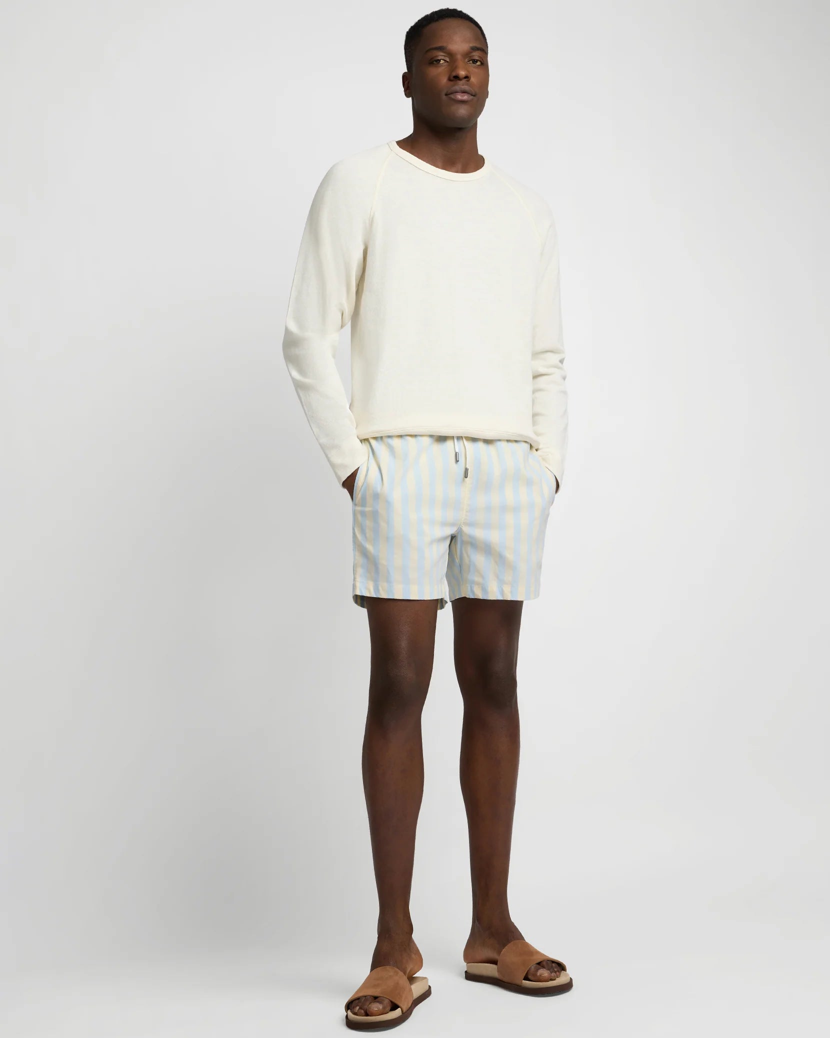 Charles 5" Swim Trunk - Sky/Cream