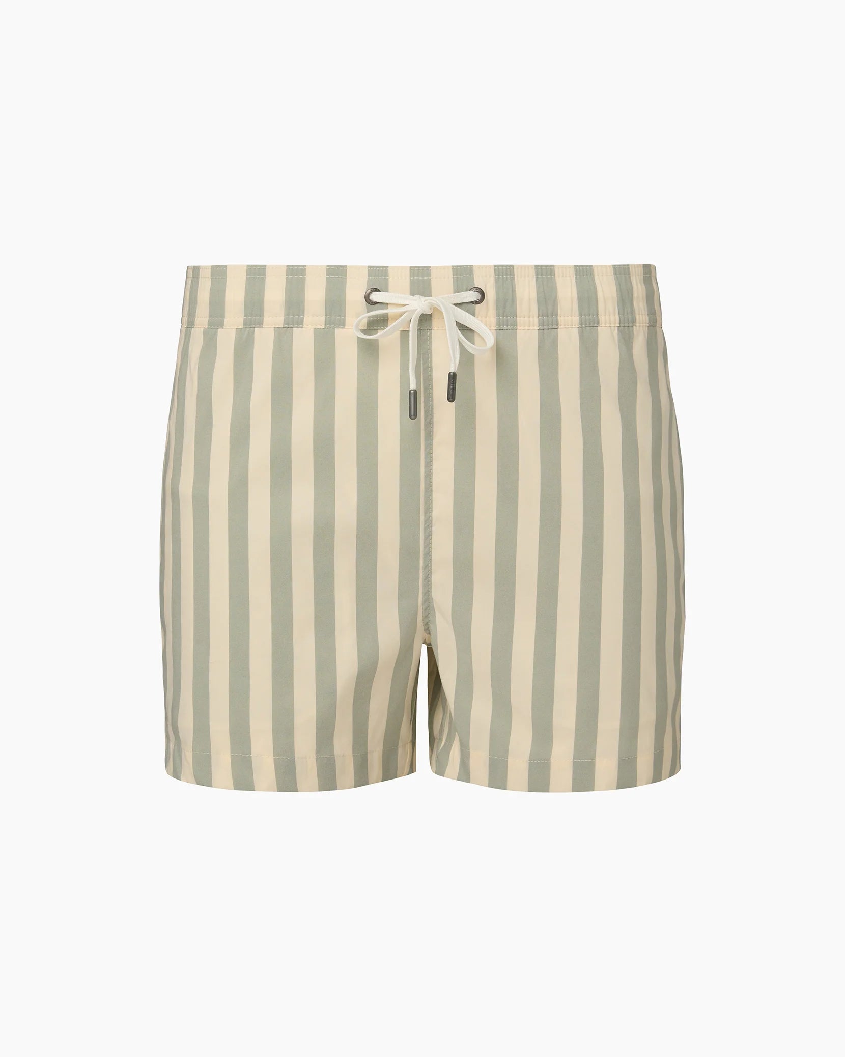 Charles 4" Swim Trunk - Yarn Dye Macro Stripe in Sage/Cream