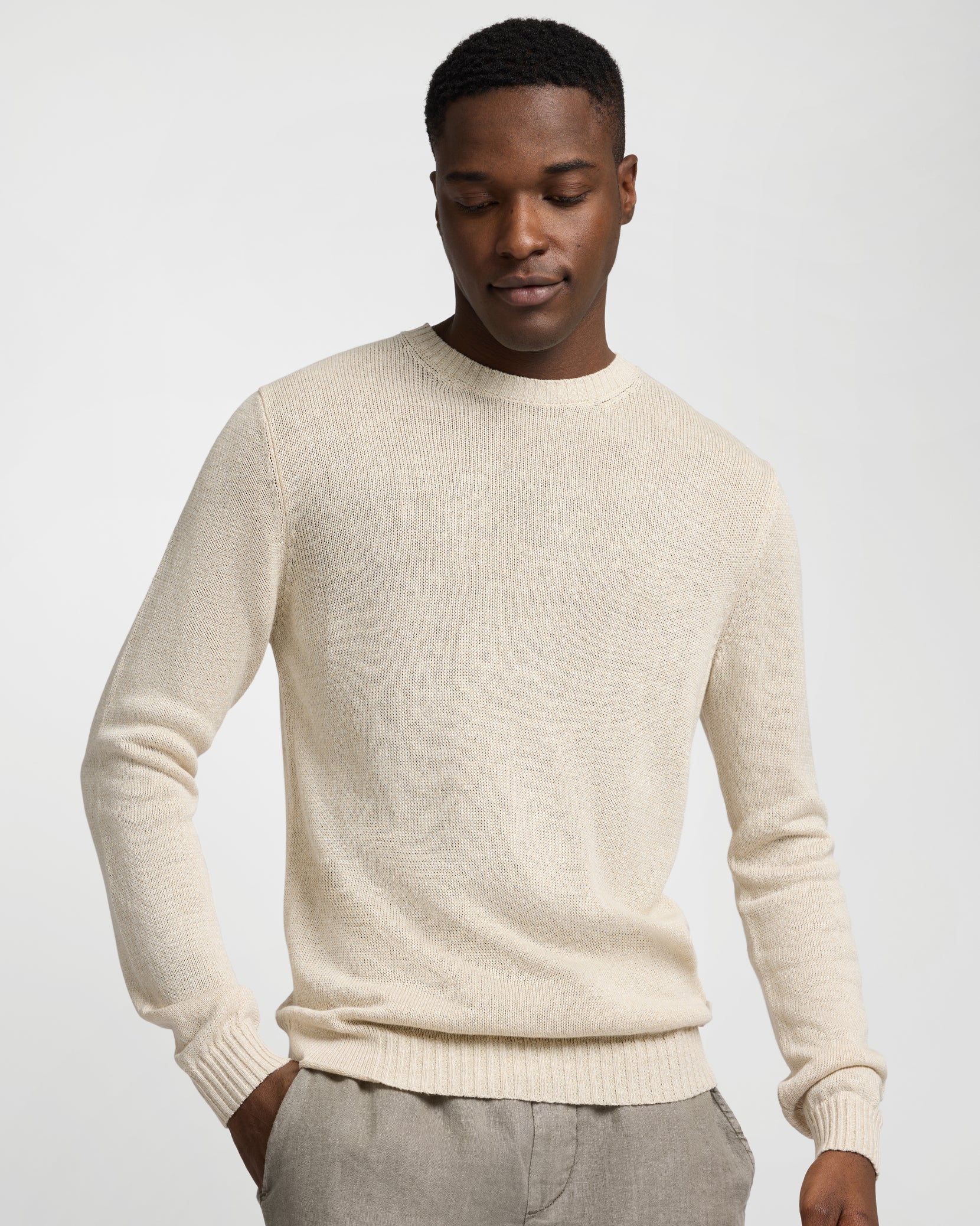 Silk Linen Crewneck - Taupe