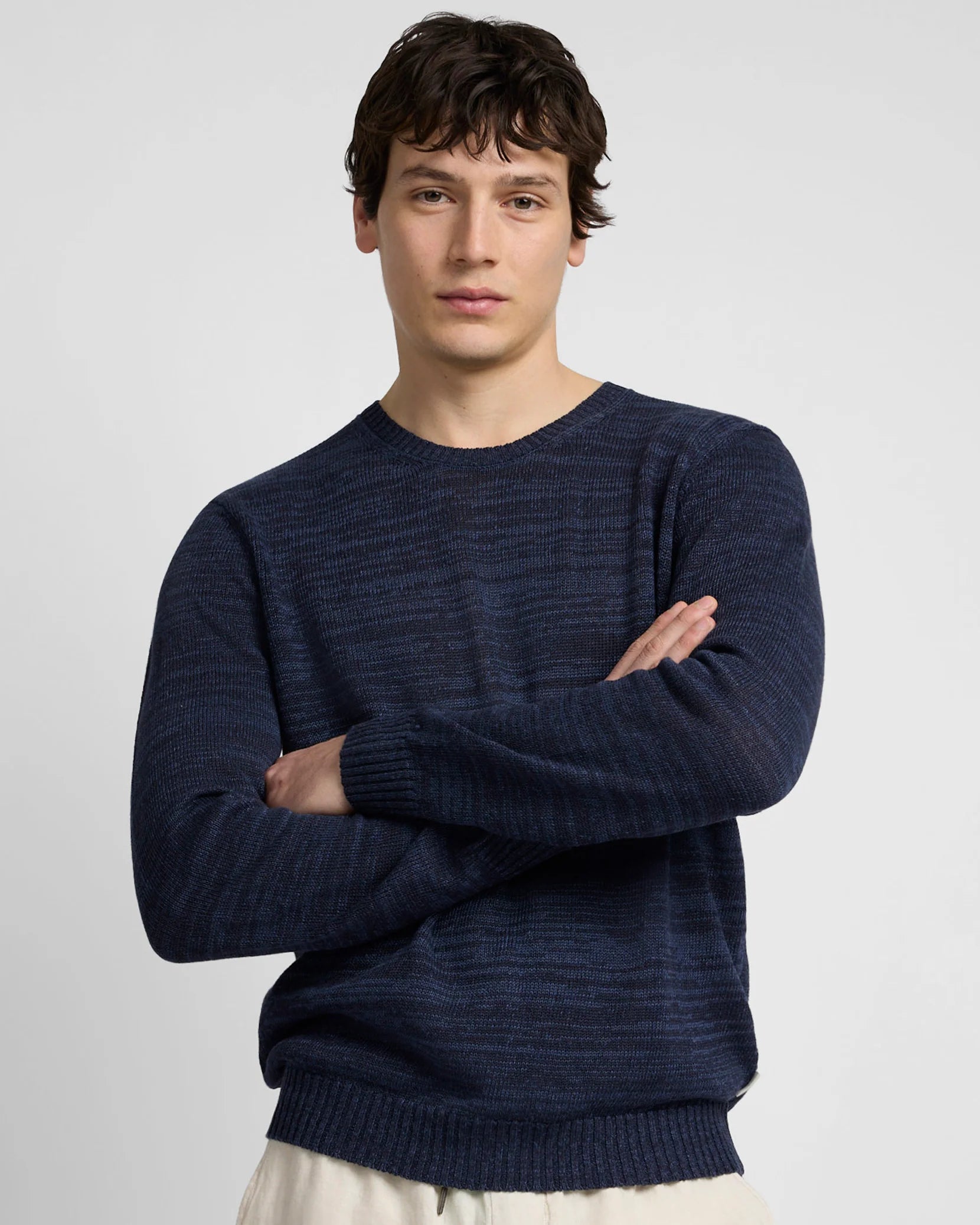 Silk Linen Crewneck - Midnight