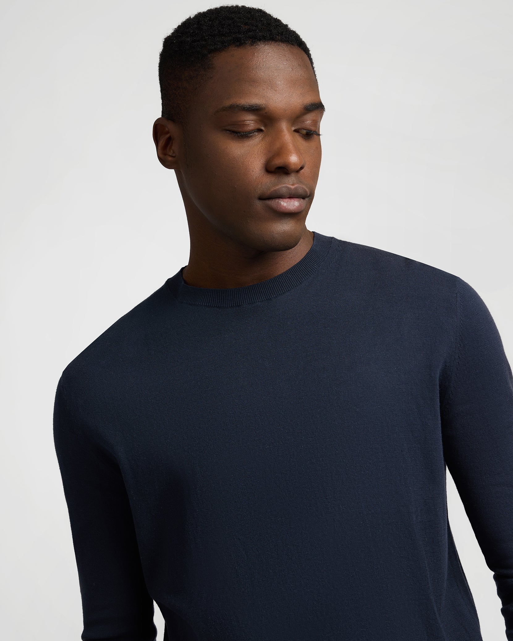 Fine Cotton Knit Crewneck - Midnight