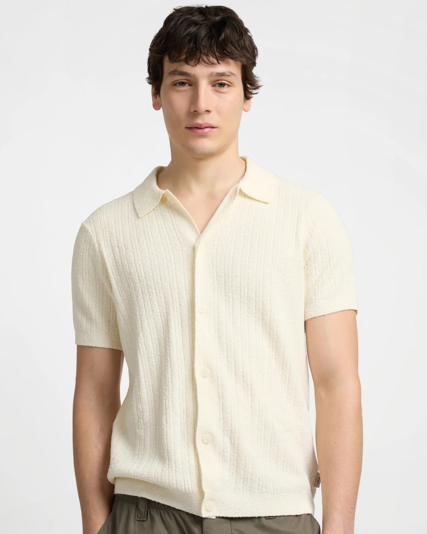 Boucle Rib Button Up - Cream