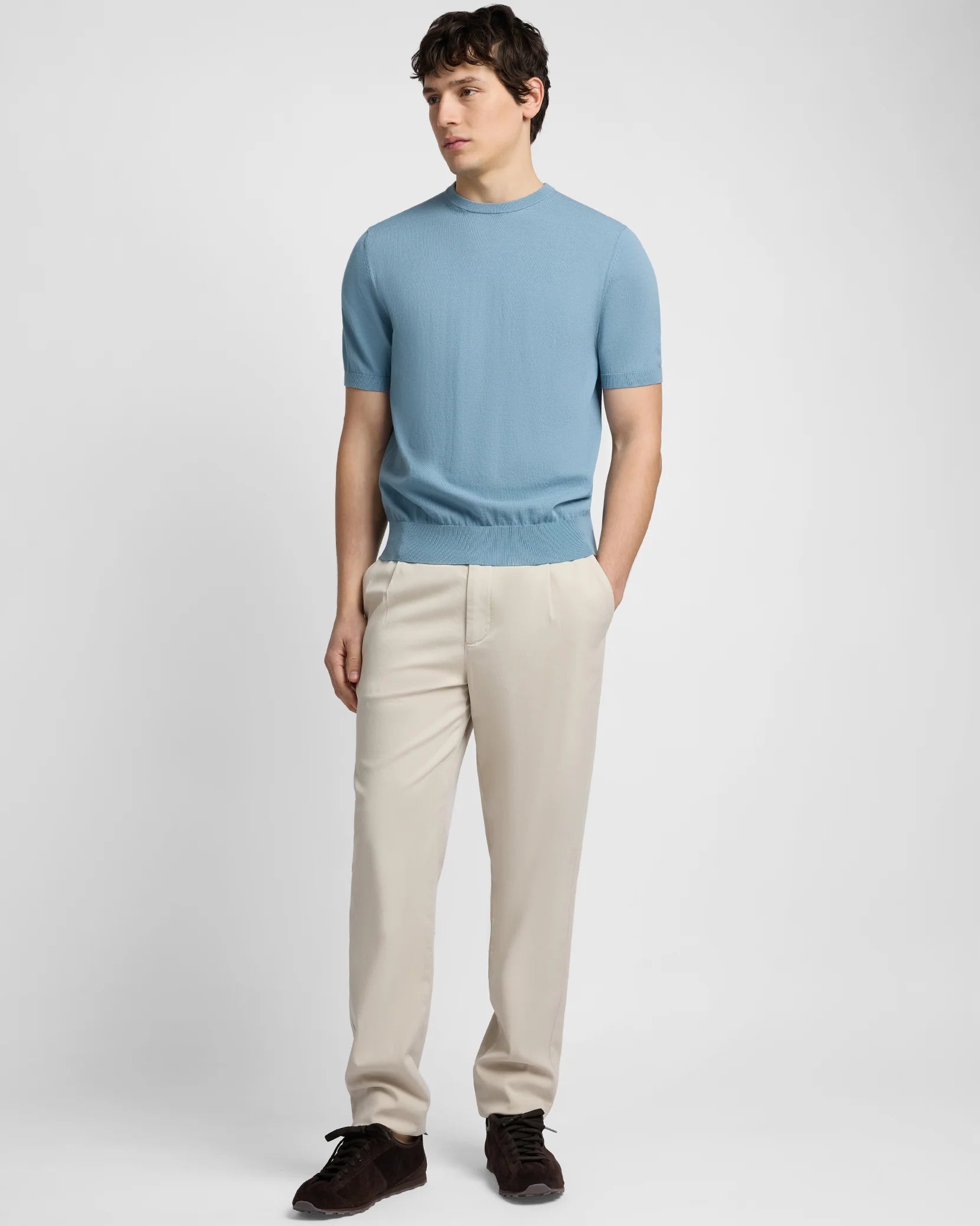 Mercerized Cotton Knit Tee - Marine