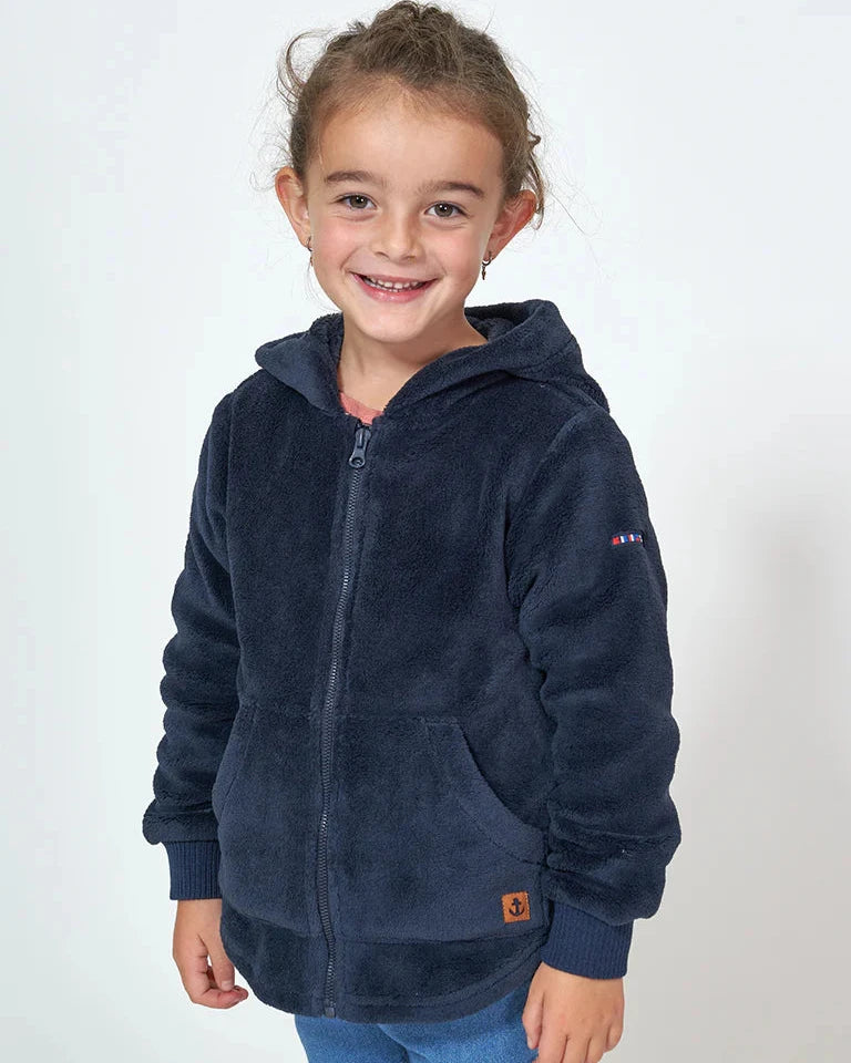Teddy Polar Hooded Jacket - Navy