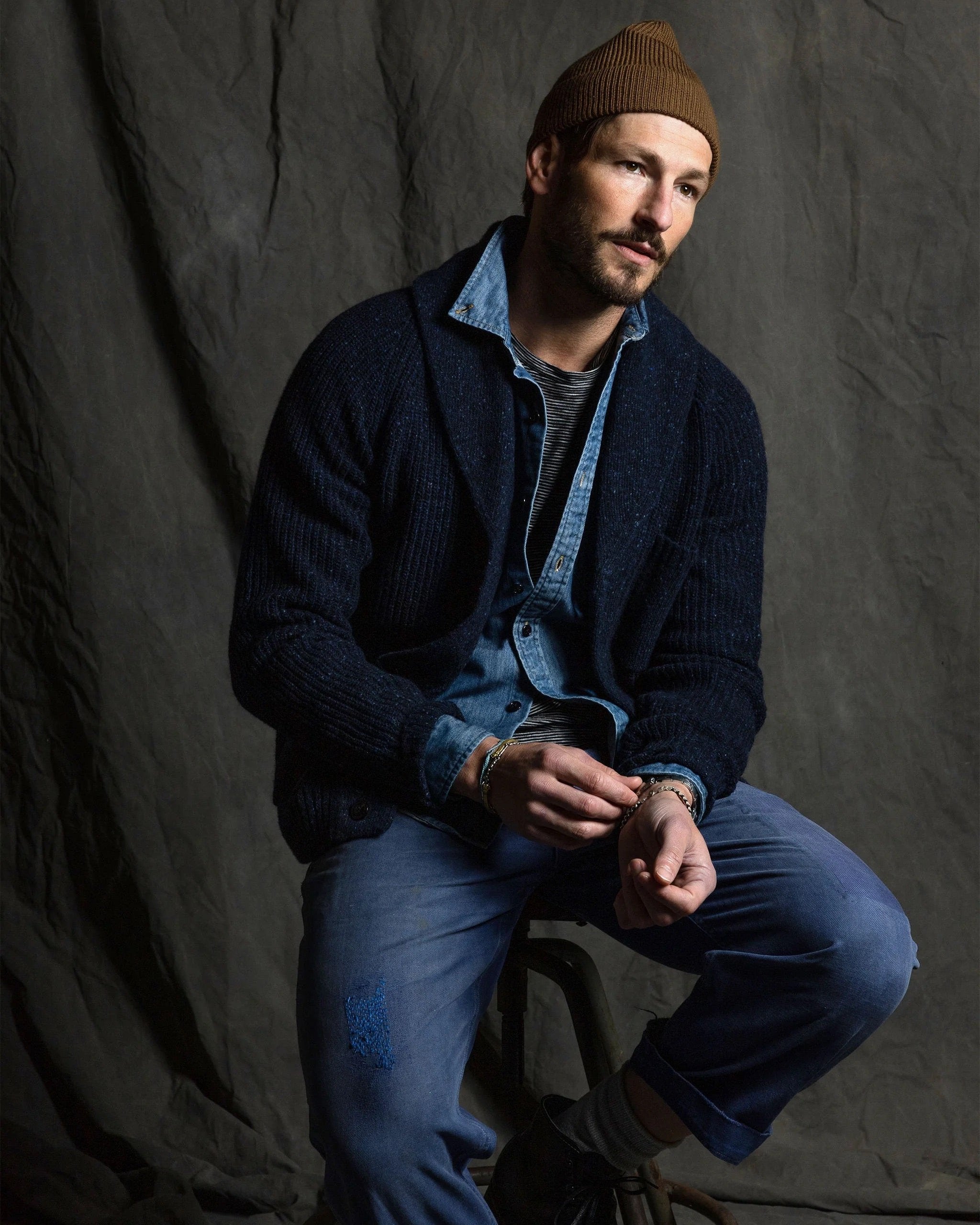 Winslow Donegal Shawl Cardigan - Navy