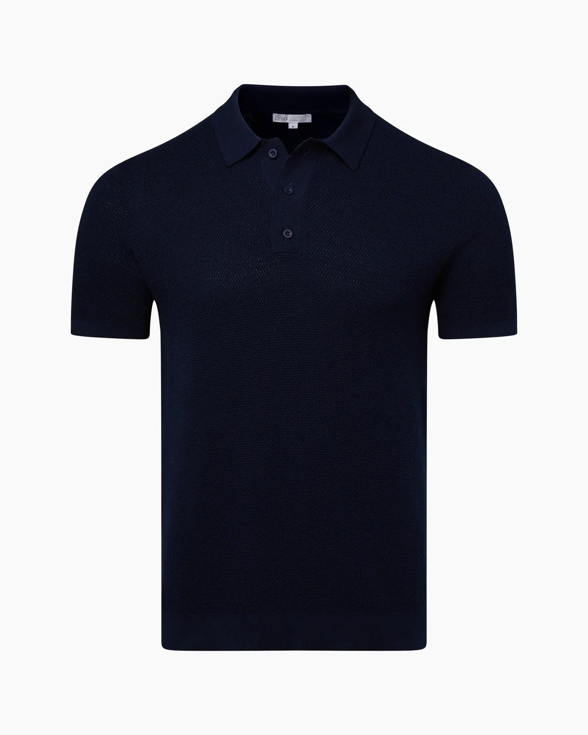 Cotton Textured Knit Polo - Deep Navy