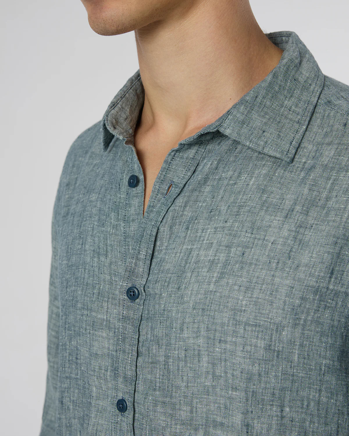 Linen Slim Fit Shirt - Denim Blue