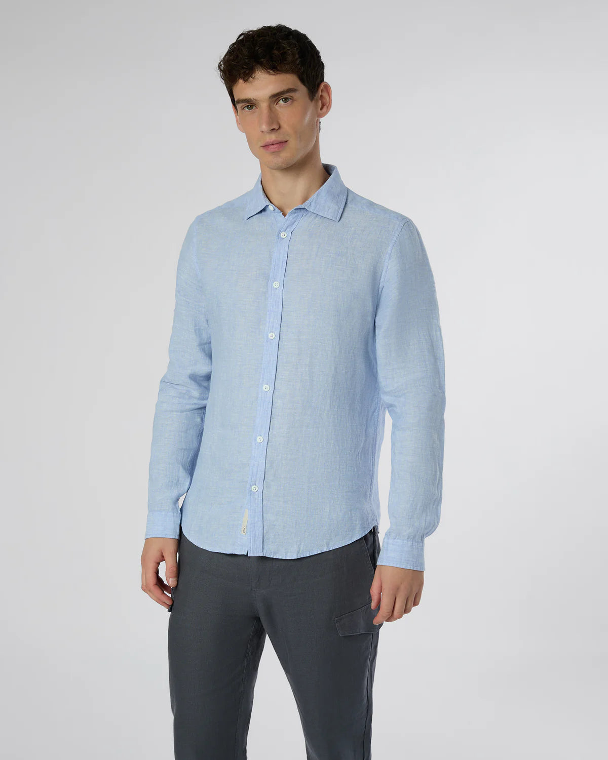Linen Slim Fit Shirt - Oxford Blue