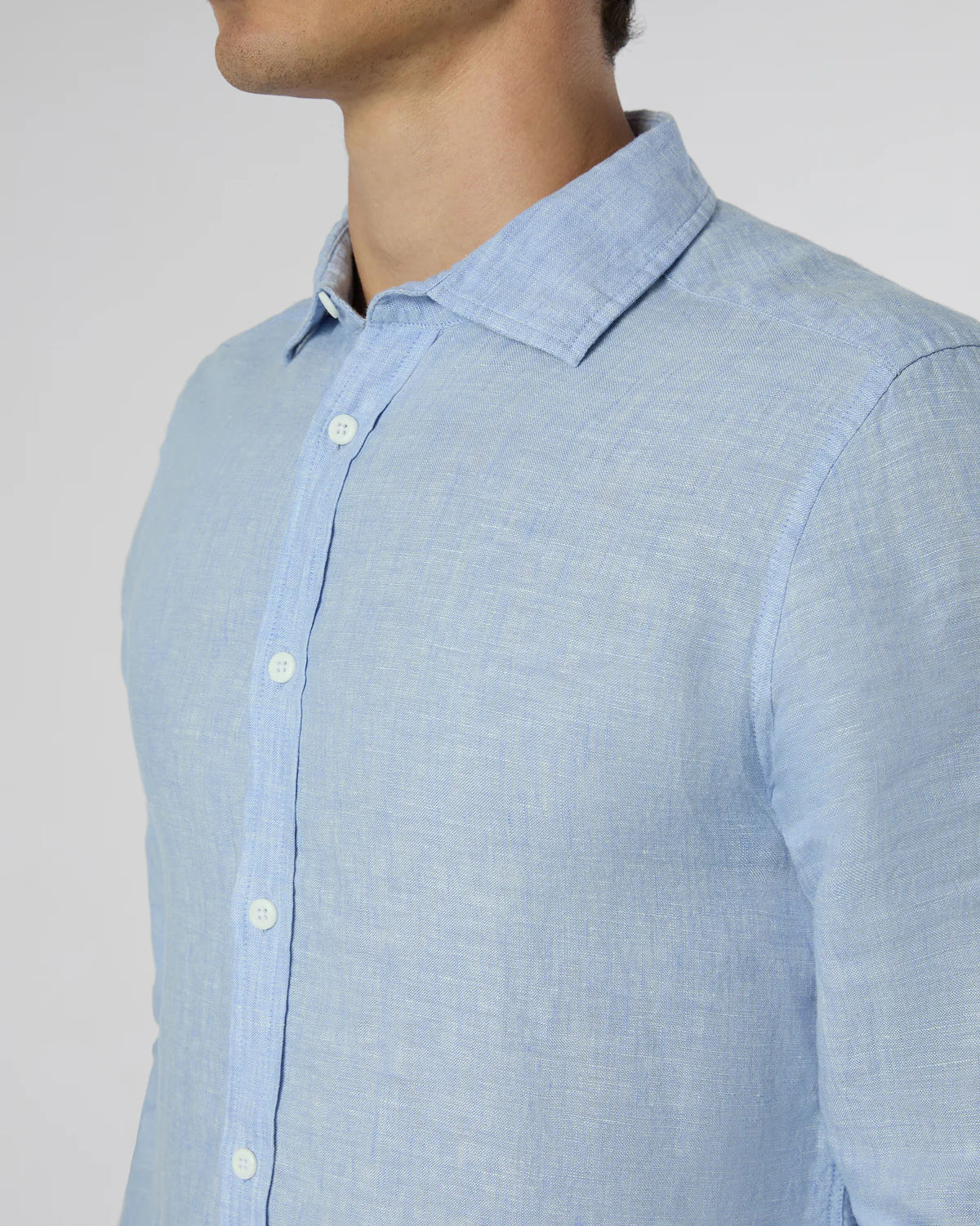 Linen Slim Fit Shirt - Oxford Blue