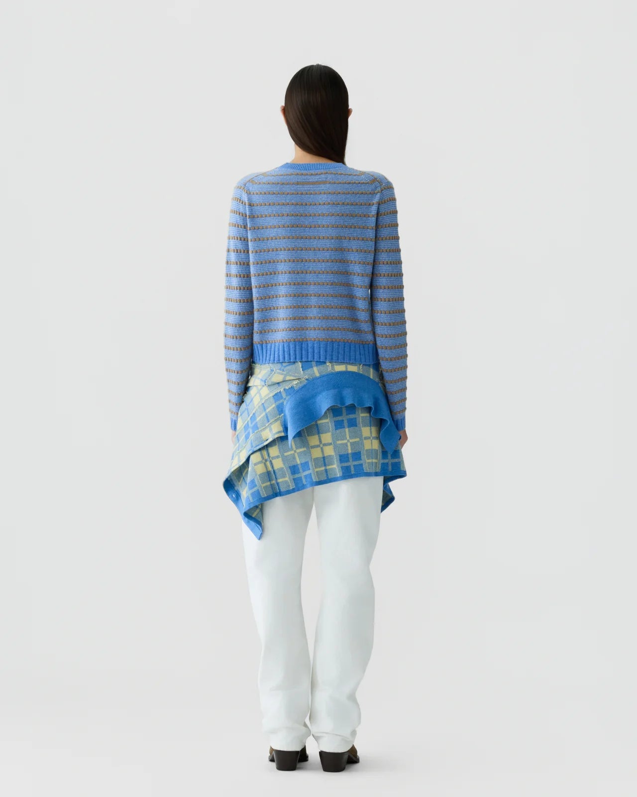 Pebble Stripe Shrunken Crew - Delft Blue Combo