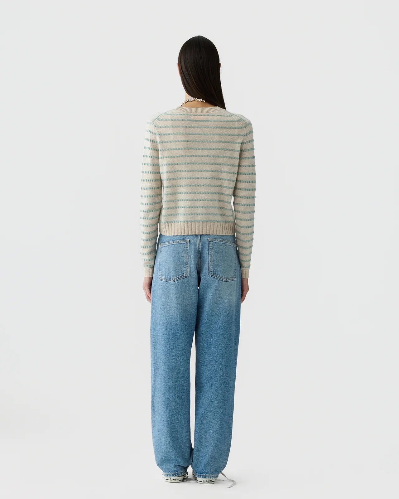 Pebble Stripe Shrunken Crew - Sandstone Combo