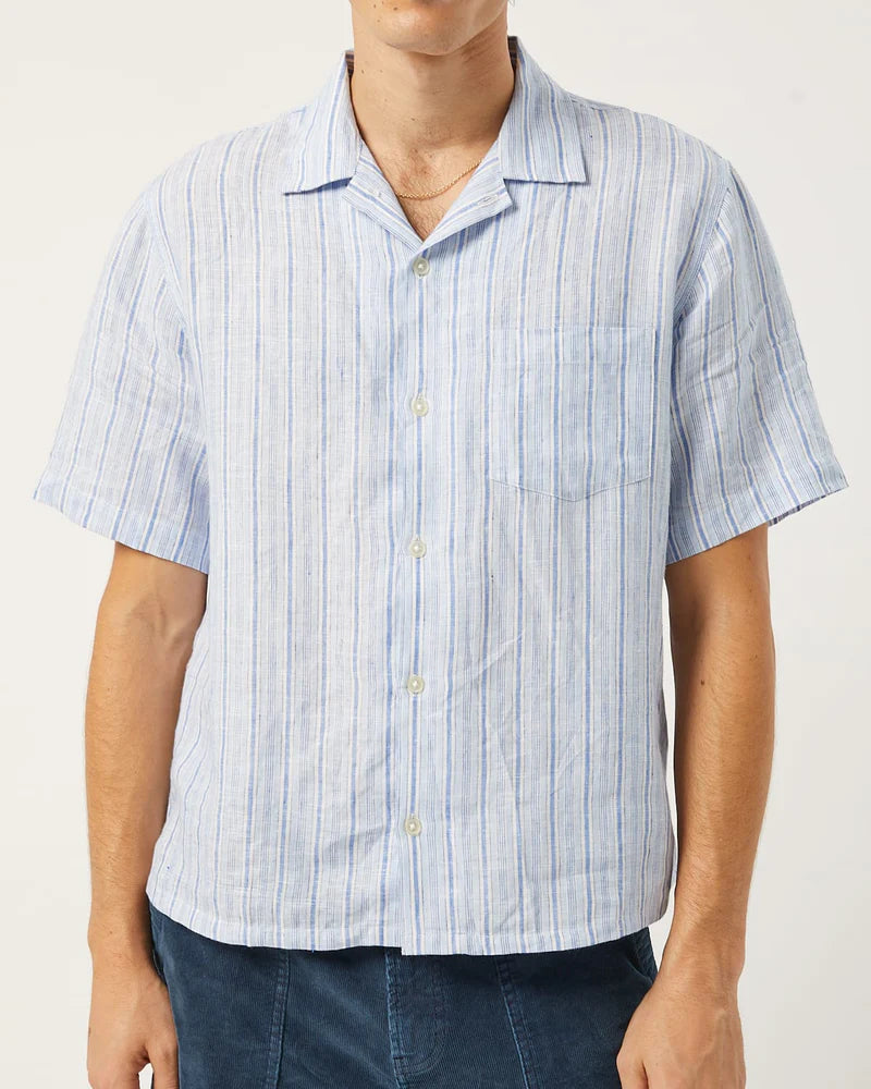 Linen Broadstripe SS - Blue