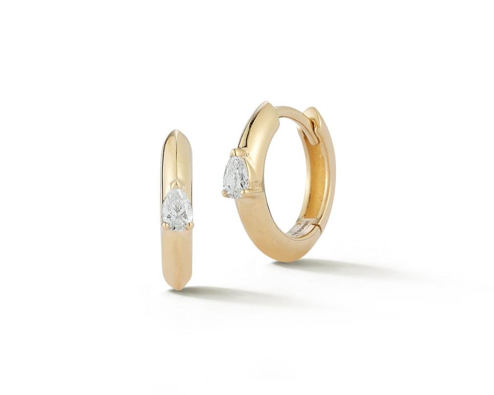 Pear Diamond Huggies - Pair