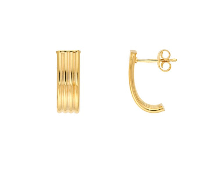 Multi Line Hoop Earrings - Pair