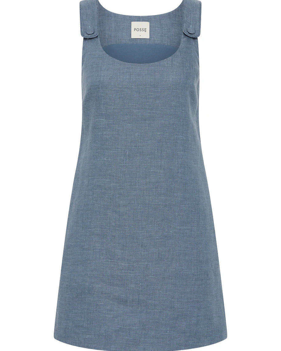 Thea Shift Dress - Steel Blue