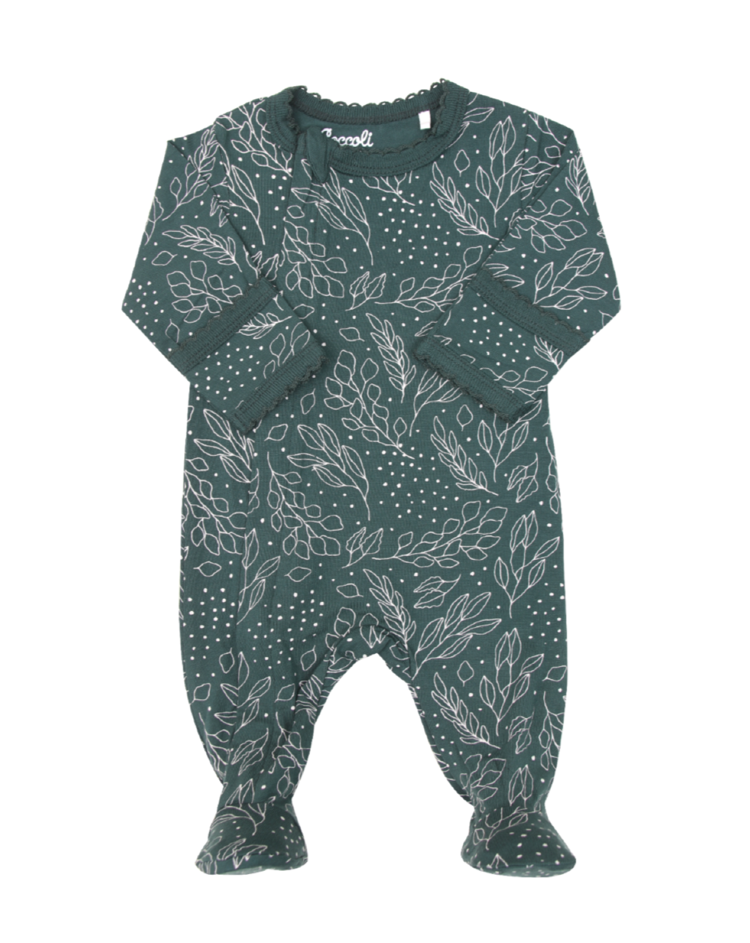 Modal Zipper Footie - Green Leaves