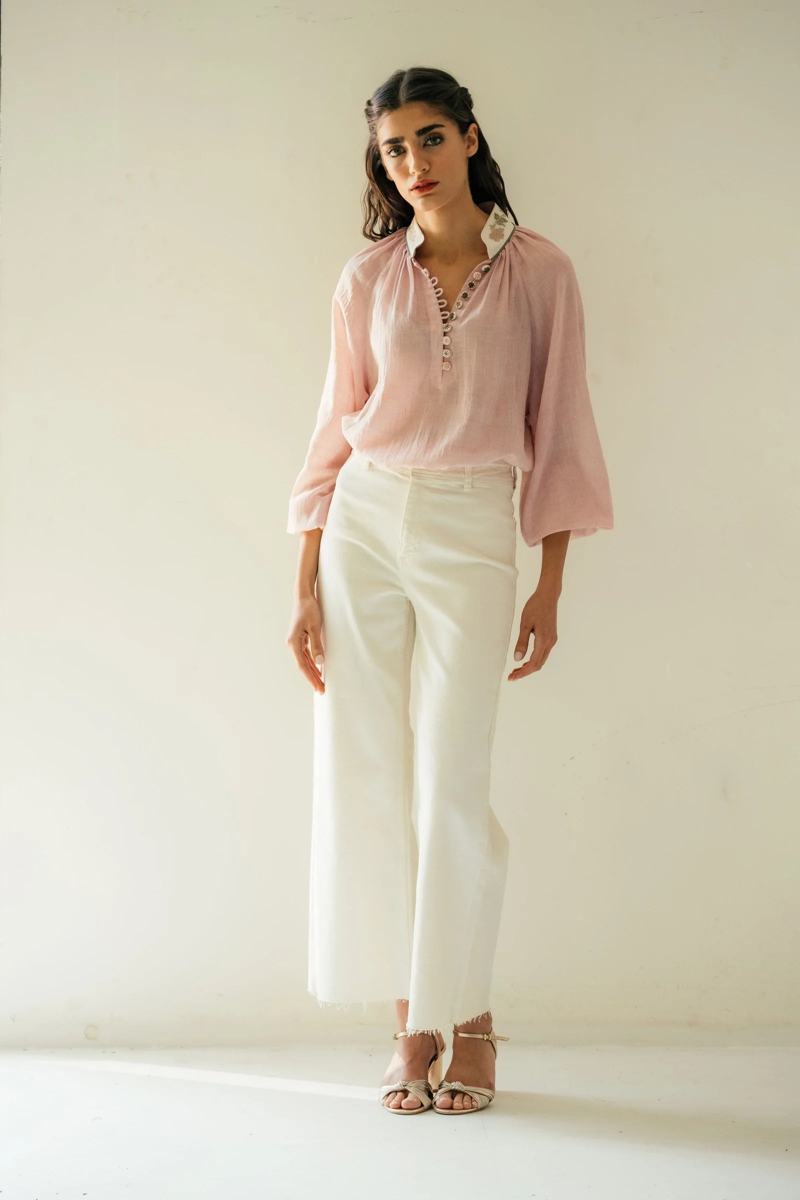 Ivy Blouse - Pink and White