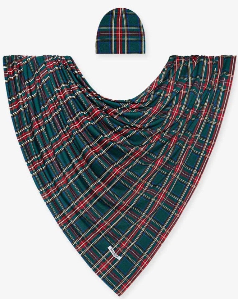 Tartan Plaid Infant Swaddle and Beanie Set