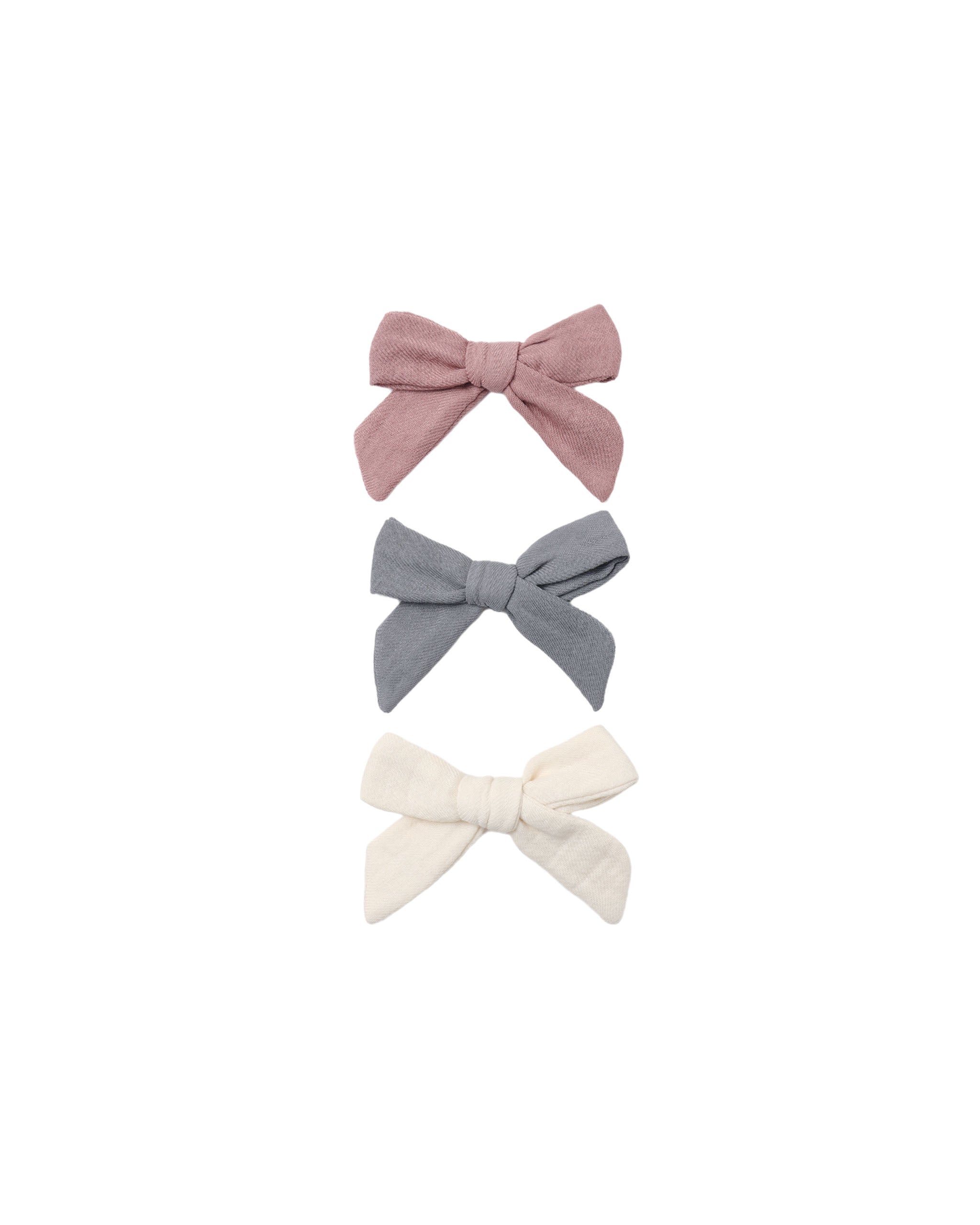 Bow W. Clip, Set of 3 - Mulberry, Slate, Natural