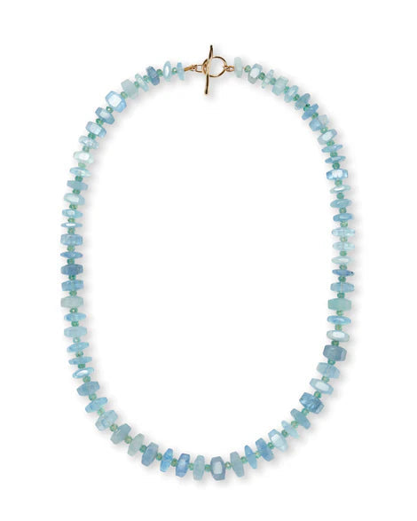 Aquamarine & Emerald 14K Single Strand Necklace