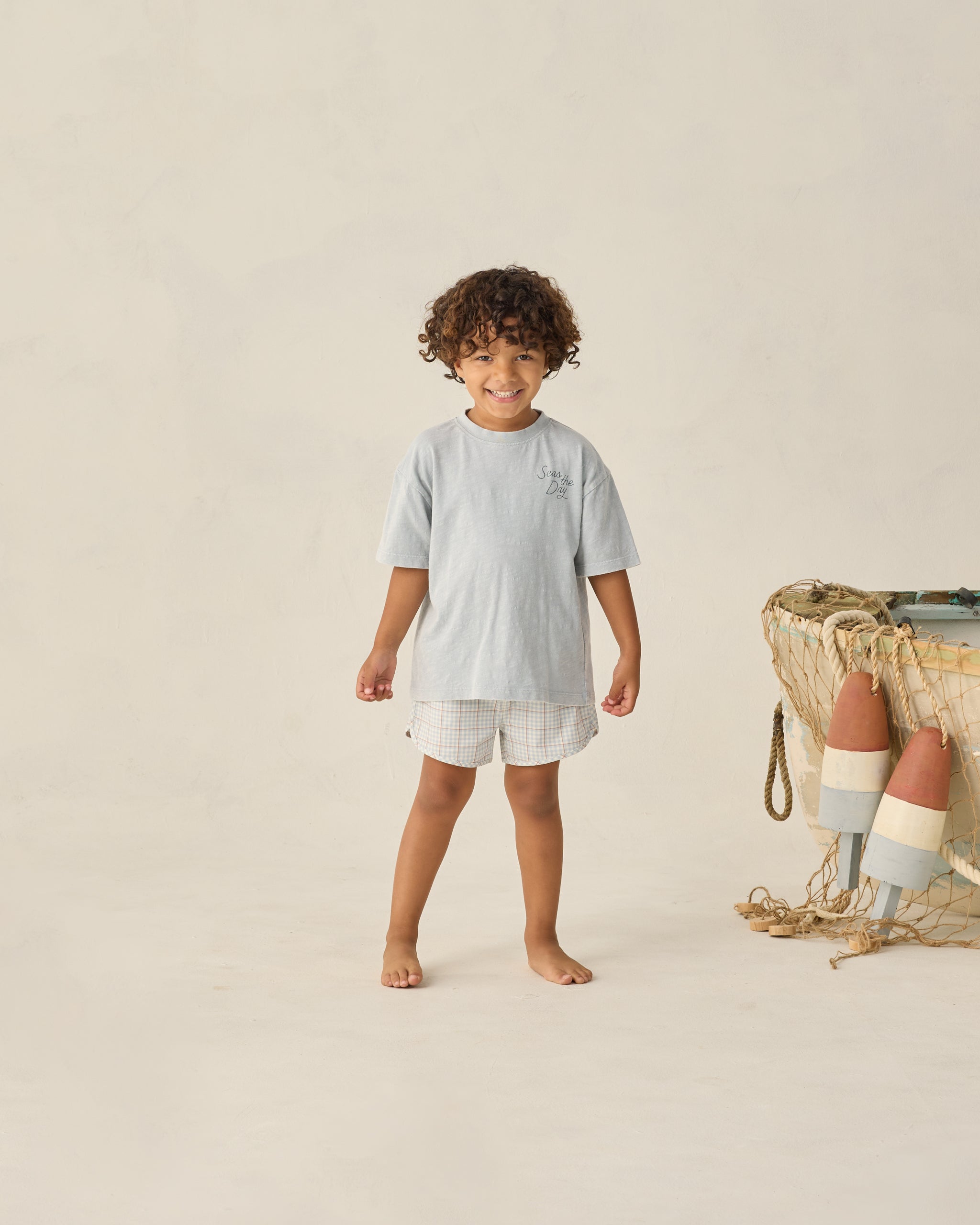 Swim Trunk - Light Blue Plaid