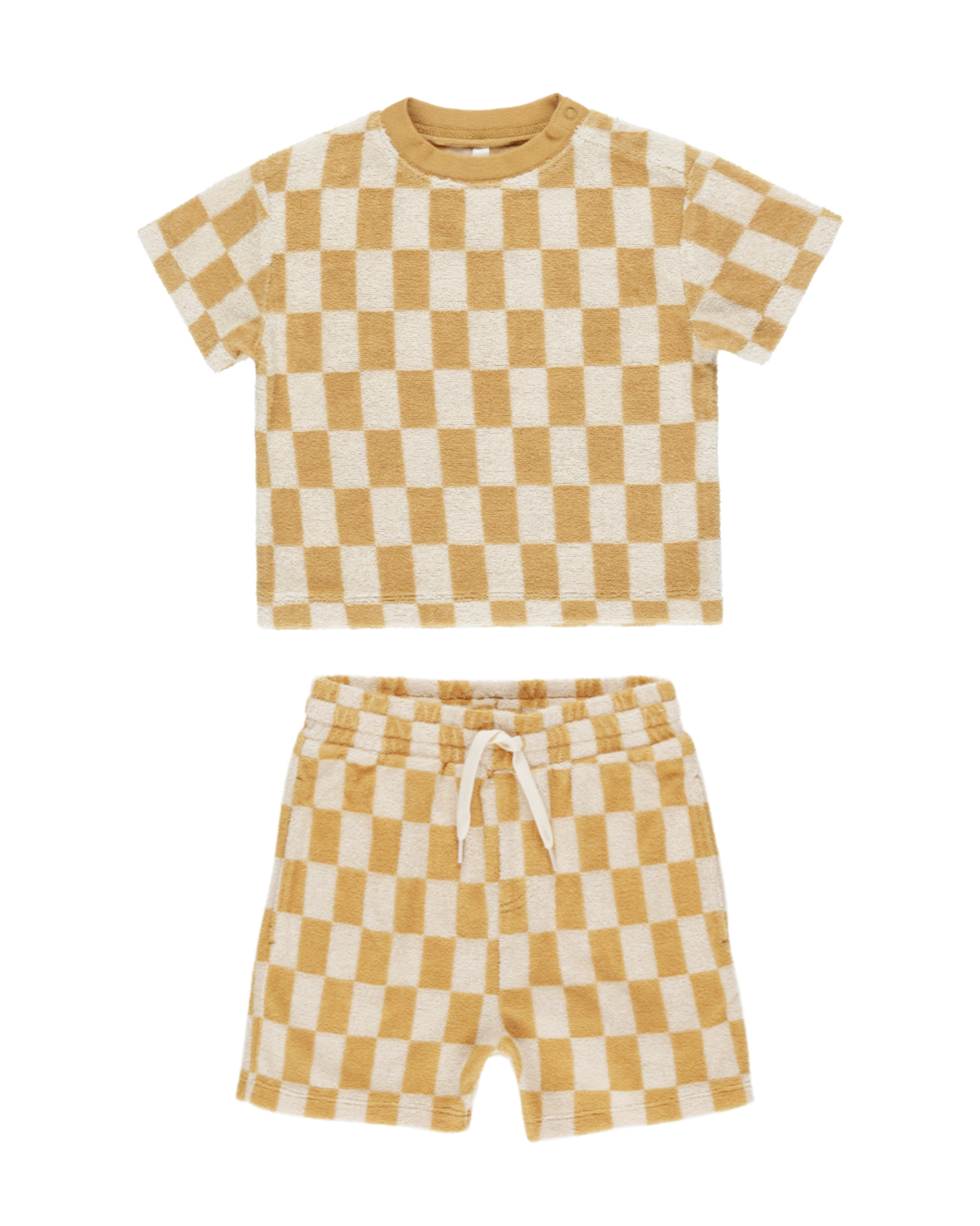 Relaxed Tee and Terry Boy Short - Marigold Check