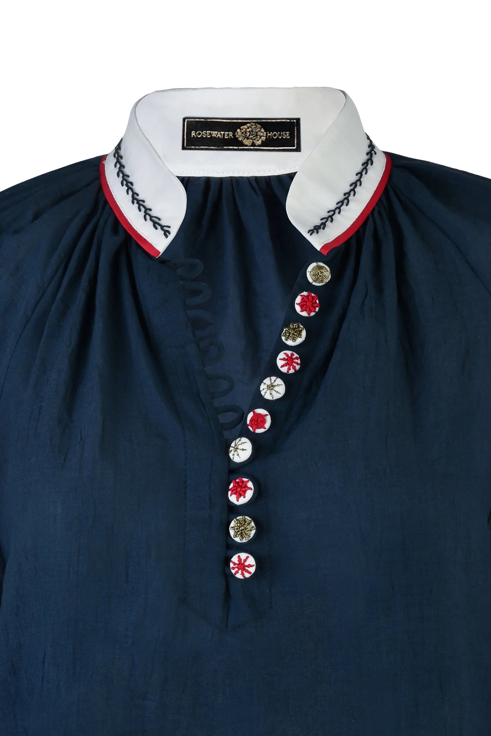 Golab Blouse - Navy & Red