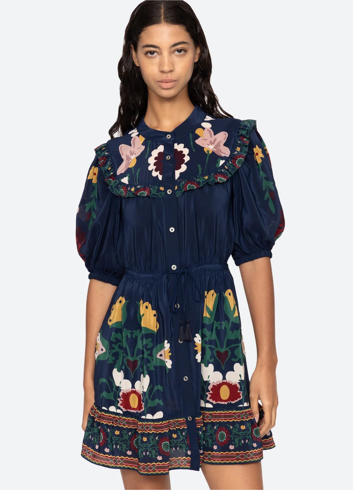 Cassia Short Sleeve Dress - Navy