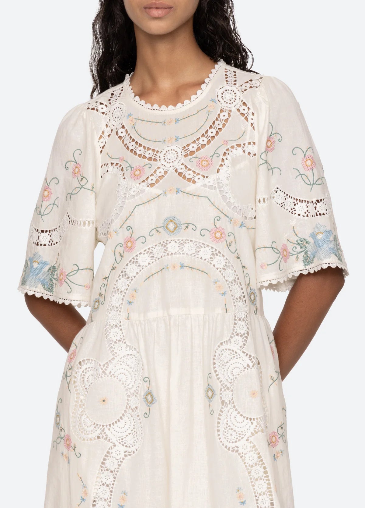 Vesna Short Sleeve Dress - White
