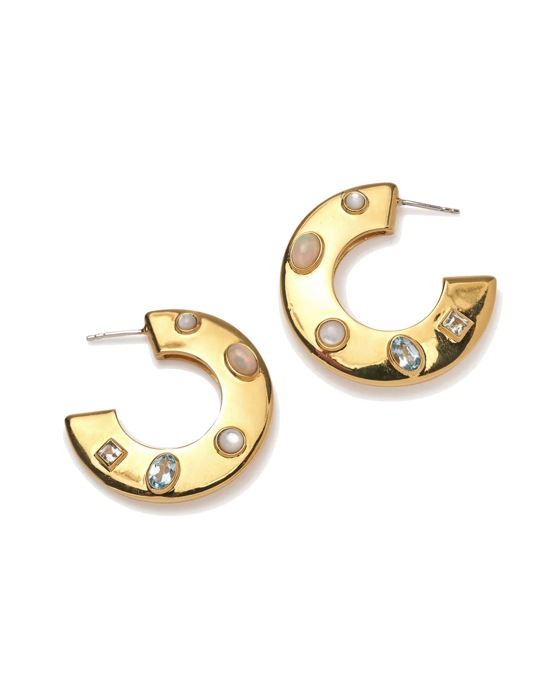 Saucer Hoops in Dotted Pearl