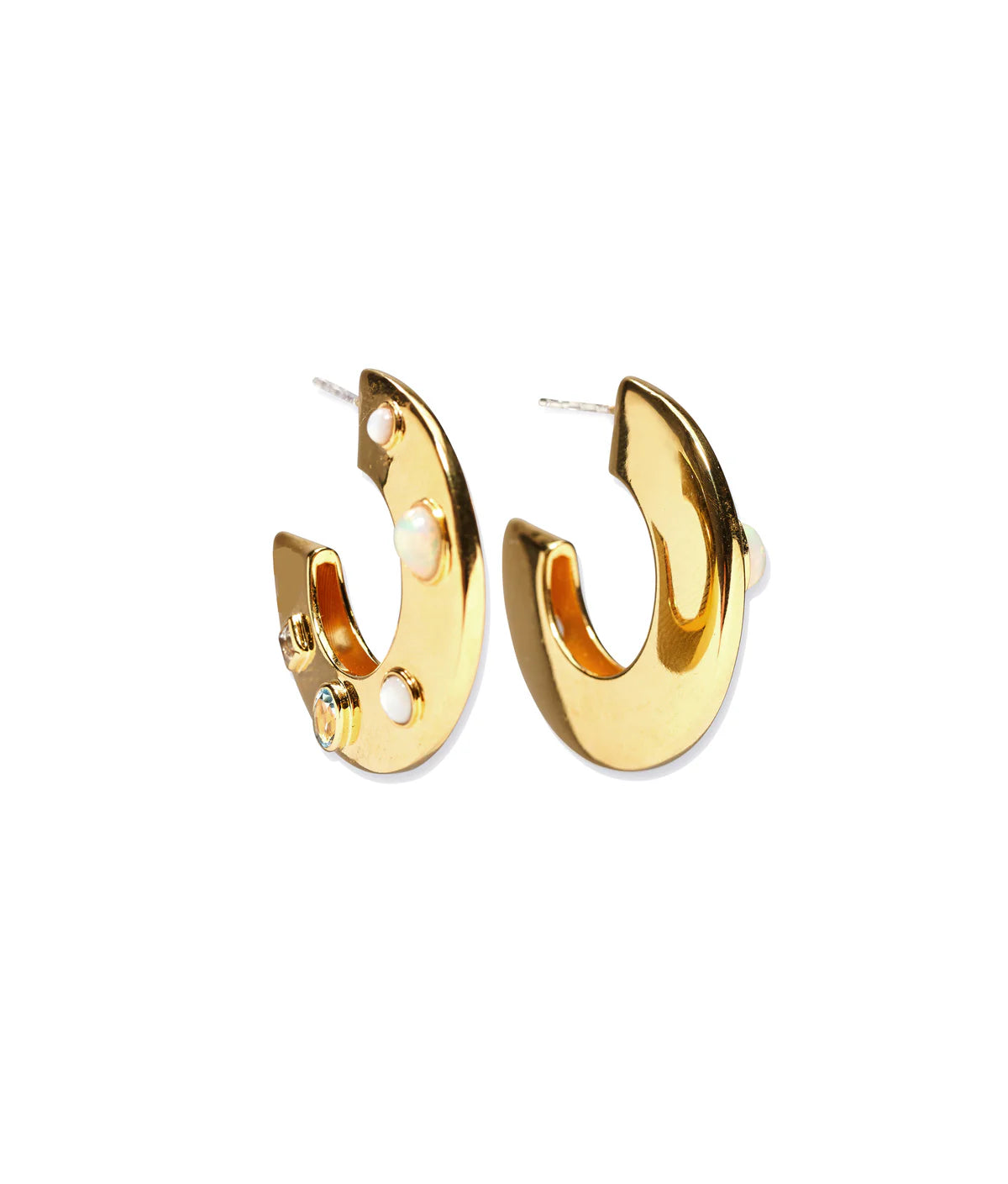 Saucer Hoops in Dotted Pearl