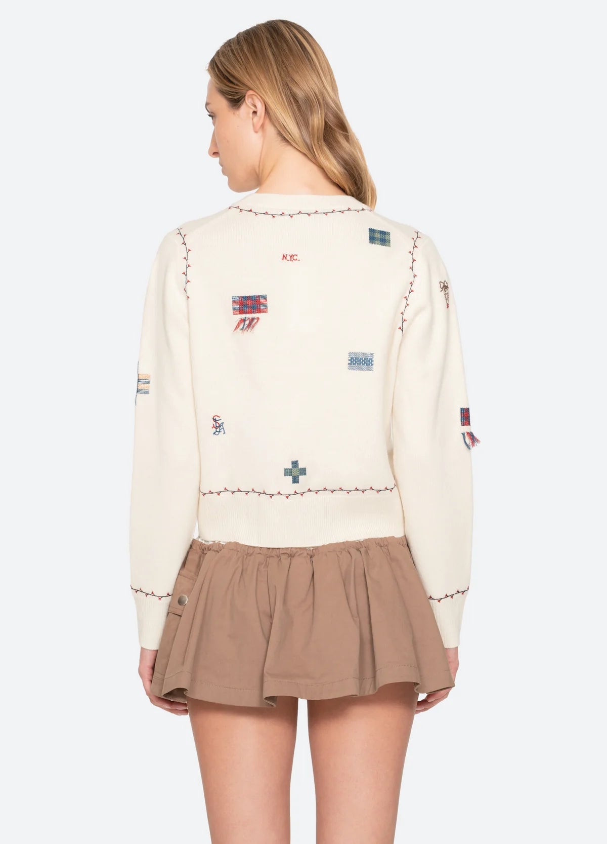Claira Emb Knit Cardigan - Cream