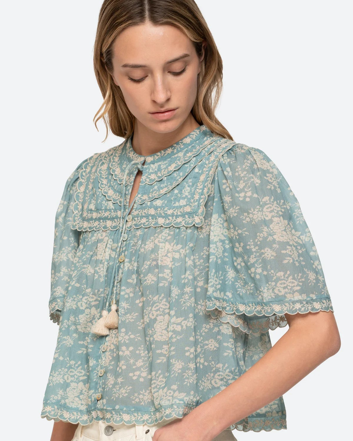 Kirsten Print Top - Sky