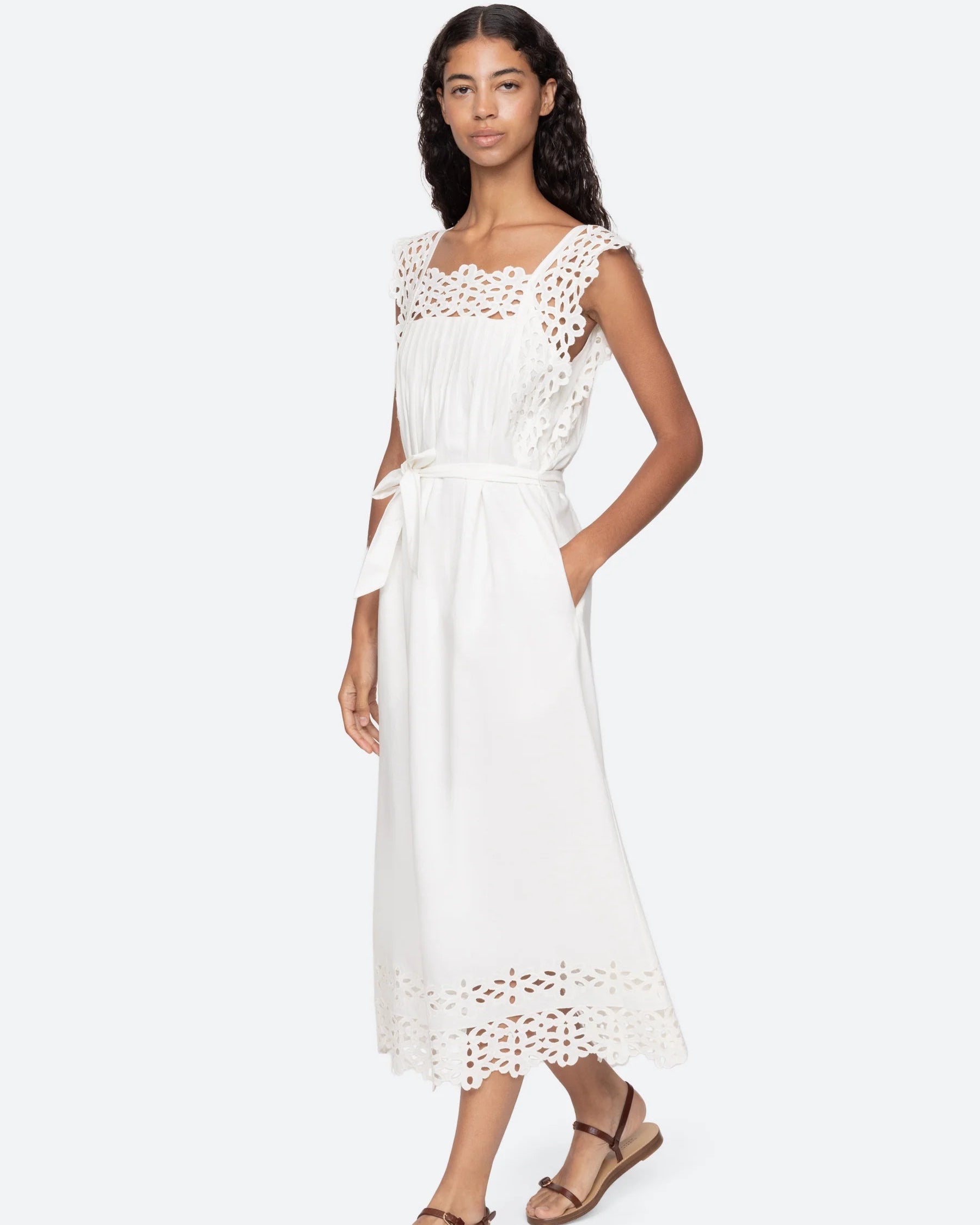 Leila Dress - Eyelet White