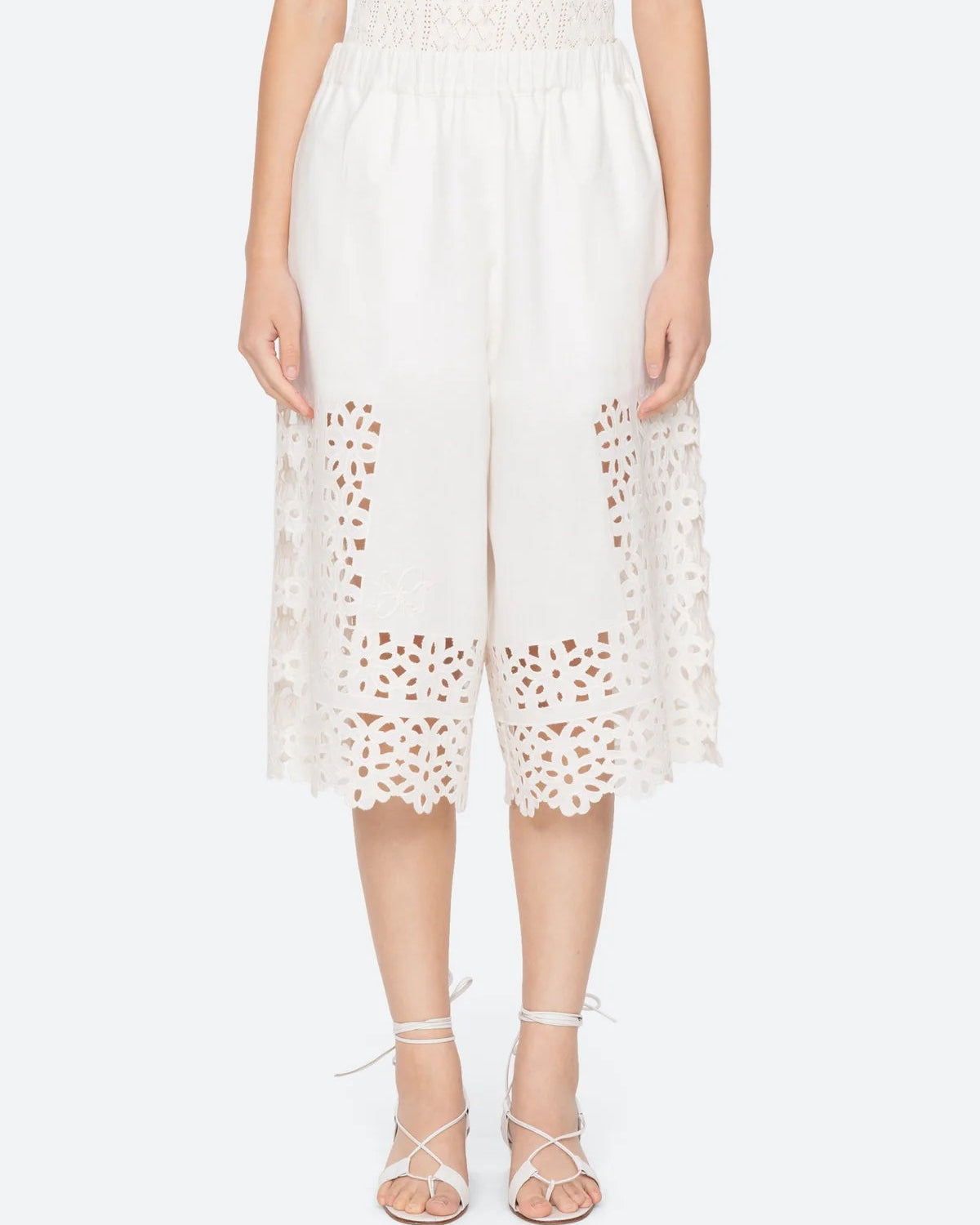 Leila Eyelet Culottes - White