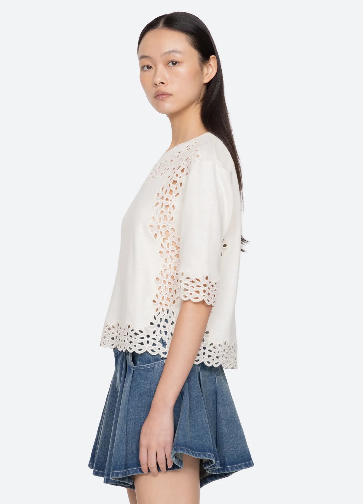 Leila Eyelet Sweater - Cream